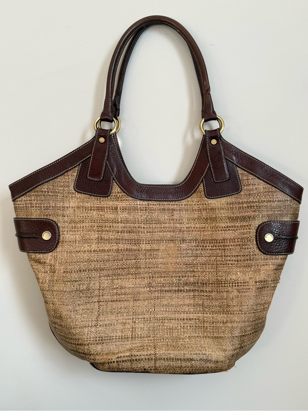 Burberry London Raffia Dark Brown Bucket Bag - Picture 6 of 16